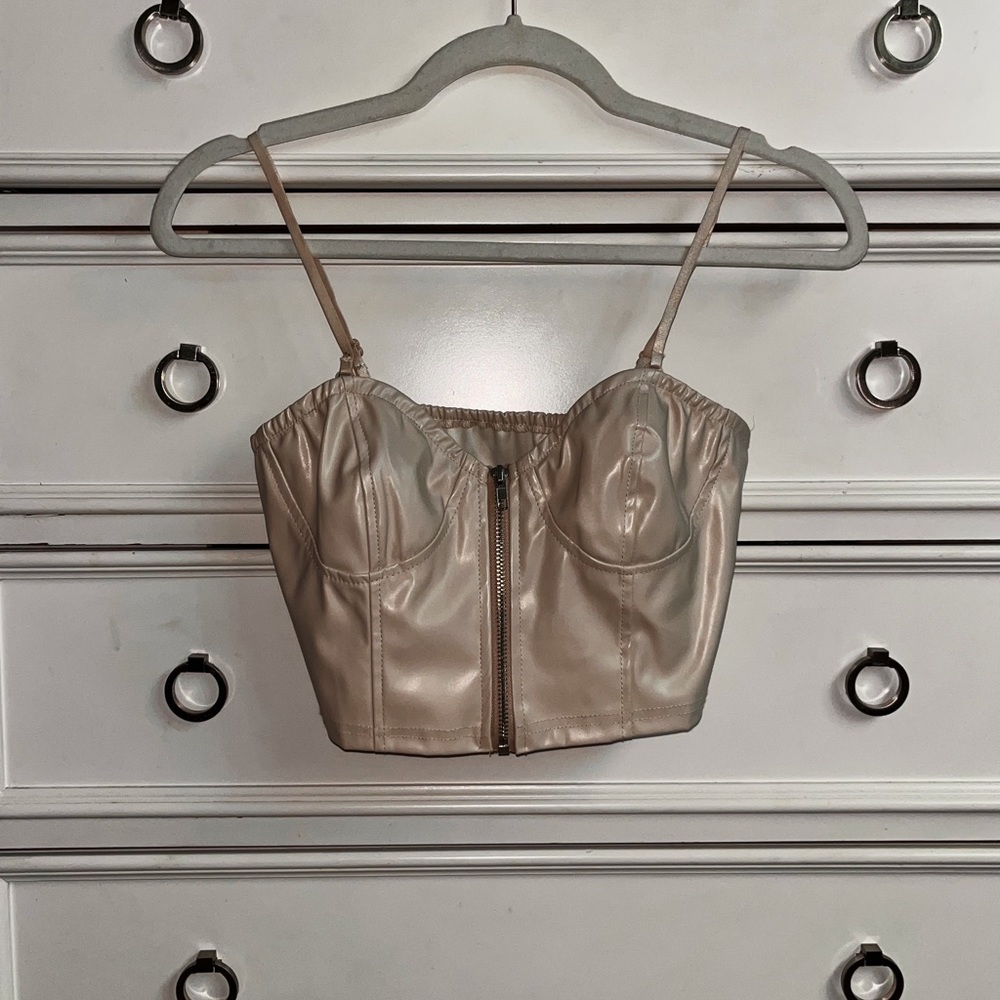 Corset style crop top.